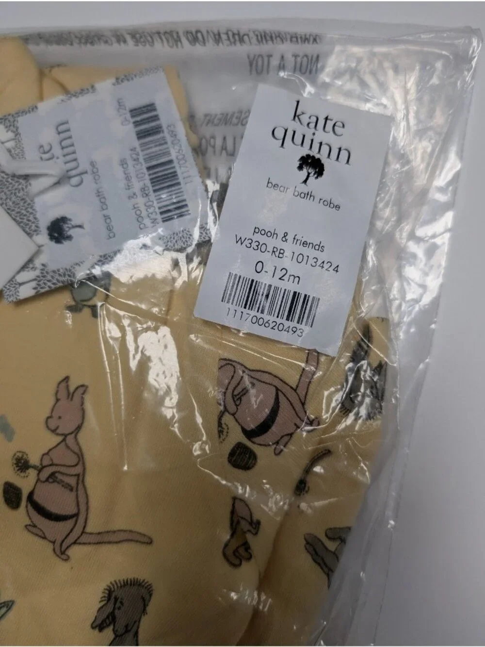Kate Quinn Organic Cotton Pooh & Friends Bathrobe 0-12 Hooded Winnie the Pooh